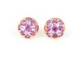 A Pair of Yellow Gold Pink Sapphire and Diamond Earrings