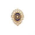 A 14 Karat Yellow Gold Seed Pearl Enamel and Diamond BroochPendant