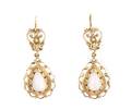 A Pair of 14 Karat Yellow Gold and Opal Earrings