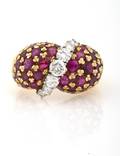 An 18 Karat Yellow Gold Ruby and Diamond Ring Kern