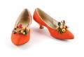 A Pair of Casella for Joseph LaRose Orange Raffia Shoes