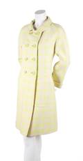 A Courreges Cream and Lime Green Plaid Wool Coat