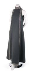 A Geoffrey Beene Grey Wool and Rhinestone Evening Gown