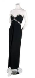 A Bob Mackie Black Silk Grecian Evening Gown