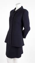 A Chanel Navy Blue Wool Skirt Suit