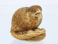 CARVED IVORY NETSUKE OF A BIRD