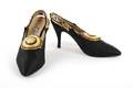 A Pair of Gianni Versace Black Satin Slingbacks