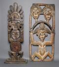 A Group of Two Carved Wood African Objects