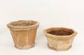Two Octagonal Terra Cotta Planters