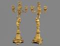 PAIR OF GILT BRONZE FIVE LIGHT CANDELABRAS
