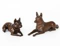 TWO METAL FIGURES OF DOGS