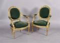 A Pair of Louis XVI Style Giltwood Fauteuils