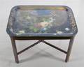 A Painted Metal and Mahogany Tray Top Table