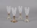 A Set of Eleven American Sterling and Cut Glass Cordials Hawkes