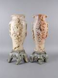 A Pair of Carved Soapstone Vases