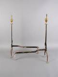 A Pair of Iron and Brass Andirons