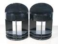 A Pair of Art Deco Style Black Laquered Side Tables