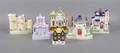 A Group of Six English Staffordshire Models of Houses