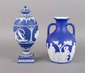A Group of Two Cobalt Blue English Jasperware Vessels Wedgwood