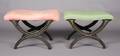 A Pair of Regency Style Painted and Parcel Gilt Stools