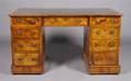 A Victorian Burl Walnut Double Pedestal Desk