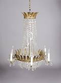 An Empire Style Gilt Metal and Cut Glass Chandelier