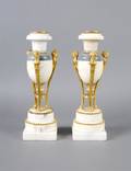 A Pair of Louis XVI Marble and Gilt Metal Candlesticks