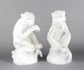 A Pair of Meissen White Figures of Monkeys