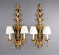 A Pair of Giltwood TwoLight Wall Sconces