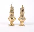 A Pair of English Sterling Silver and Gilded Casters Birmingham