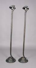 A Pair of Bronze Snake Torchieres after Edgar Brandt