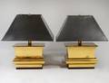 PAIR OF HAND HAMMERED BRASS TABLE LAMPS