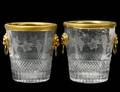 PAIR OF GILT BRONZE MOUNTED CUT GLASS WINE COOLERS