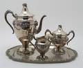 A Four Piece Silverplate Tea Service Knickerbocker