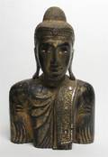 A Southeast Asian Carved Giltwood Bust