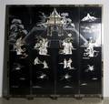 A Chinese Four Panel Lacquer Floor Screen