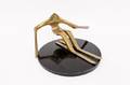 Modern Bronze Skier Sculpture Signed