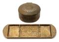 A Partial Tiffany Studios Bronze Desk Set
