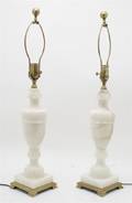 A Pair of Alabaster Table Lamps