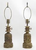 A Pair of Gilt Metal Table Lamps