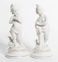A Group of Two Continental Blanc de Chine Porcelain Figures