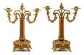 A Pair of French Gilt Bronze Mounted Art Nouveau Candelabra
