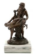 A French Bronze Figural Group Depicting Poseidon Capturing Mermaid After E Herten