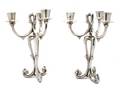 A Pair of American Sterling Silver ThreeLight Candelabra Lafayette