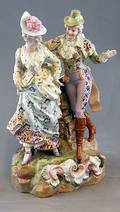 122 Old German Porcelain Figural Group and Vase