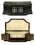 191 L 19thC Ebony Boulle Marquetry Inlaid Boudoir Box