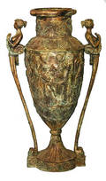177 NeoClassical Bronze 2 Handled Figurla Urn