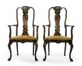 A Pair of Queen Anne Style Lacquered Armchairs