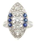 A Platinum Diamond and Sapphire Ring