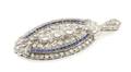 A 14 Karat White Gold Diamond and Sapphire Pendant